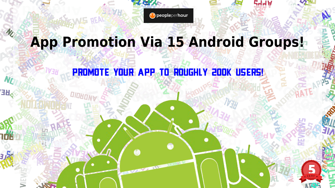 Manually promote your App to 15 popular Android promotion Groups and 200K users