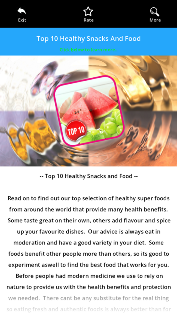 Top Ten Healthy  Snack And Food Android App