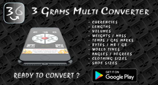 3 grams free multi unit converter mobile app