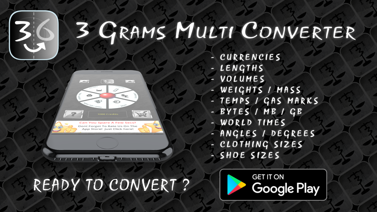 3 grams free multi unit converter mobile app