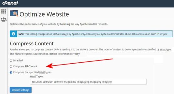 optimize website cpanel wordpress apache