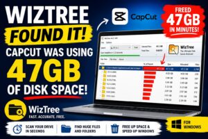 wiztree capcut free disk space windows 2026