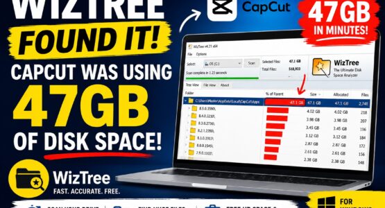 wiztree capcut free disk space windows 2026